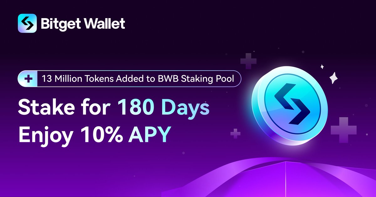 BitgetWallet's tweet photo. 🎉 $BWB Holders, the moment y'all have been waiting for has finally arrived!

🤩 We've added $13M to the #BWB #staking pool!  Stake 180 days for 10% APY - spots are filling up fast! If you don't manage to get a spot, don't worry we'll open more spots in the future.

Stake now & earn daily rewards: https://t.co/lg0BEFYv3P…