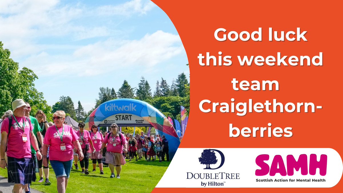 Good luck tomorrow team Craiglethornberries! Thank you to everyone at <a href="/DTDunblaneHydro/">DoubleTree by Hilton Dunblane Hydro</a> who is taking on the Dundee #Kiltwalk in aid of <a href="/SAMHtweets/">SAMH</a> 👟

🩷 We can't do what we do without your amazing support.