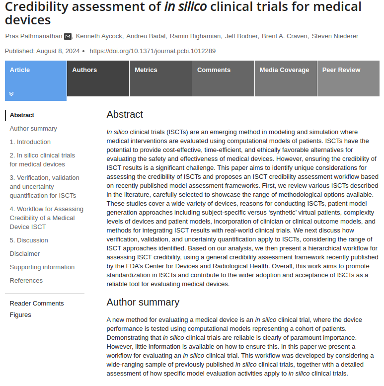 How can virtual patients transform the clinical trials process?

#InSilicoClinicalTrials might be the answer, and this new paper by <a href="/US_FDA/">U.S. FDA</a>, <a href="/Medtronic/">Medtronic</a>, <a href="/imperialcollege/">Imperial College London</a> &amp; <a href="/turinginst/">The Alan Turing Institute</a> showcases a workflow to evaluate these types of trials.

Available #OpenAccess at <a href="/PLOSCompBiol/">PLOS Comp Biol</a>