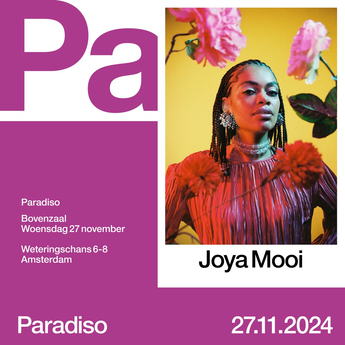 Joya Mooi just announced a headliner show in Paradiso, Amsterdam on November 27th. The singer-songwriter with roots in Johannesburg will present her new EP, which will be released on August 30.

Get your tickets here: bit.ly/JoyaParadiso