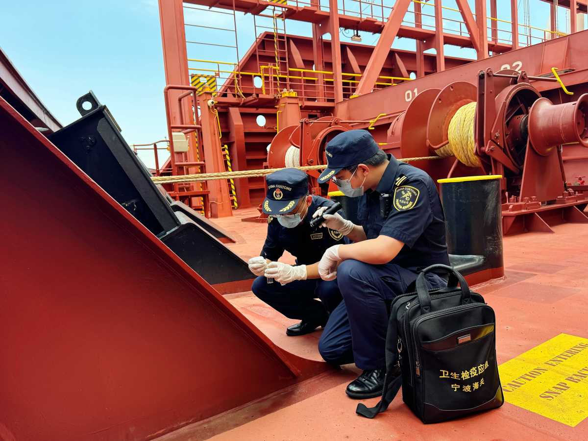 HAISHULOU's tweet image. Despite the intense heat at Ningbo’s container port, Customs officers push through sweat and high temperatures to carry out thorough inspections. Their resilience highlights the challenging yet essential nature of their work. (Source from Yongpai )#CustomsWork #Ningbo #HeatWave