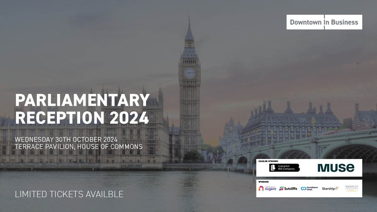 Downtown London in Business (@diblondon) on Twitter photo DIB will host a Parliamentary Reception this Autumn in association with <a href="/LpoolBIDcompany/">Liverpool BID Co.</a> and @muse_places, and all our fantastic event sponsors sponsors <a href="/wearenugent/">Nugent</a>, <a href="/Sutcliffe_1985/">Sutcliffe</a>, <a href="/starshipgroupuk/">StarshipGroup</a>, <a href="/ComplianceChain/">Compliance Chain</a> & <a href="/WarwickNW/">Warwick North West</a> for their support. sbee.link/p7bh46e3kc DIB will host a Parliamentary Reception this Autumn in association with <a href="/LpoolBIDcompany/">Liverpool BID Co.</a> and @muse_places, and all our fantastic event sponsors sponsors <a href="/wearenugent/">Nugent</a>, <a href="/Sutcliffe_1985/">Sutcliffe</a>, <a href="/starshipgroupuk/">StarshipGroup</a>, <a href="/ComplianceChain/">Compliance Chain</a> & <a href="/WarwickNW/">Warwick North West</a> for their support. sbee.link/p7bh46e3kc