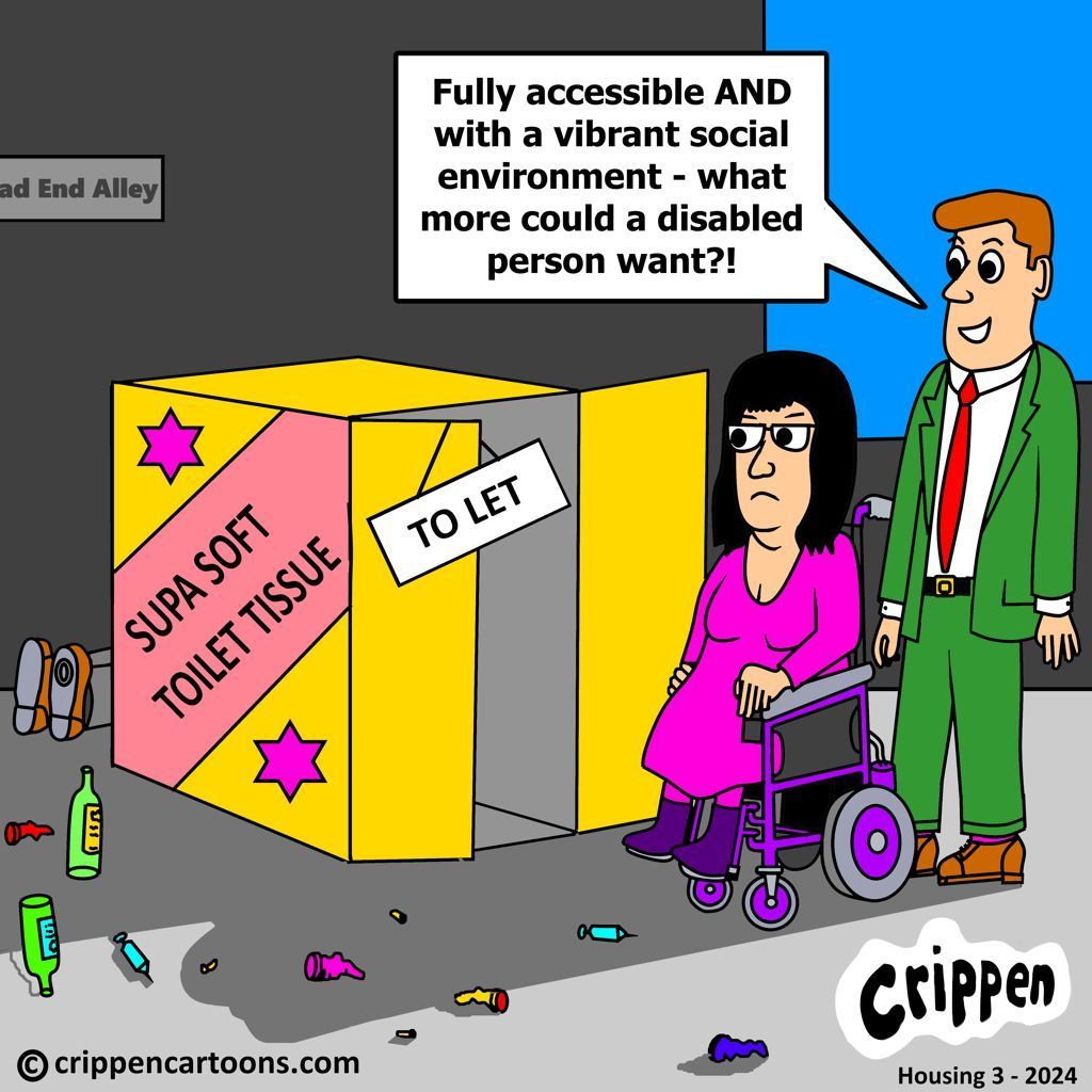 Dis_PPL_Protest's tweet image. Reproduced by kind permission of Crippen 
crippencartoons.com

#AccessDenied #DisabledPeopleDemand