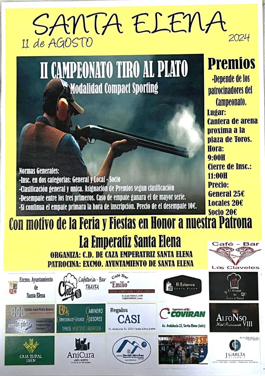 II Campeonato Tiro al Plato Categoria Compact Sporting en Santa Elena , Domingo 11 de Agosto, Cantera de arena próxima a la plaza de Toros <a href="/santaelenajaen/">Santa Elena</a>