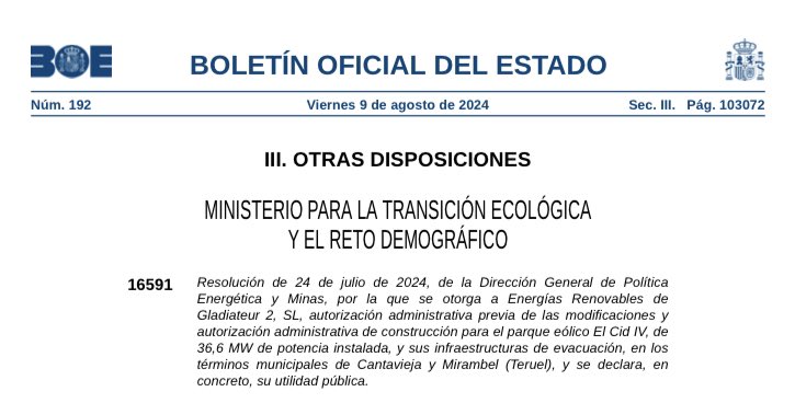 ‼️Hem hagut d’esperar a un divendres 9 d’agost perquè el BOE fage pública l’autorització de construcció i la declaració d’utilitat pública de la MAT dels Ports. Volieu passar de puntelletes amb esta barbaritat <a href="/mitecogob/">Transición Ecológica y Reto Demográfico</a>? Nosaltres continuem per la via judicial fins tombar-la🔥