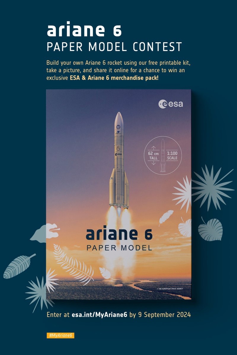 Nos collègues <a href="/ESA_transport/">ESA Space Transport</a> vous proposent de télécharger ce livret afin de construire une #Ariane6 en papier 👉 esa.int/About_Us/ESA_P…

Prenez-la en photo où vous le souhaitez en Europe et publiez votre photo avec le hashtag #MyAriane6 pour avoir une chance de gagner des