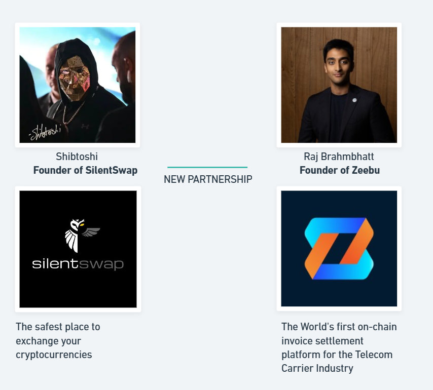 +

🫱 <a href="/silentswap/"></a>   
🫲 <a href="/zeebuofficial/">Zeebu</a> 

>🤝

💼📈💵