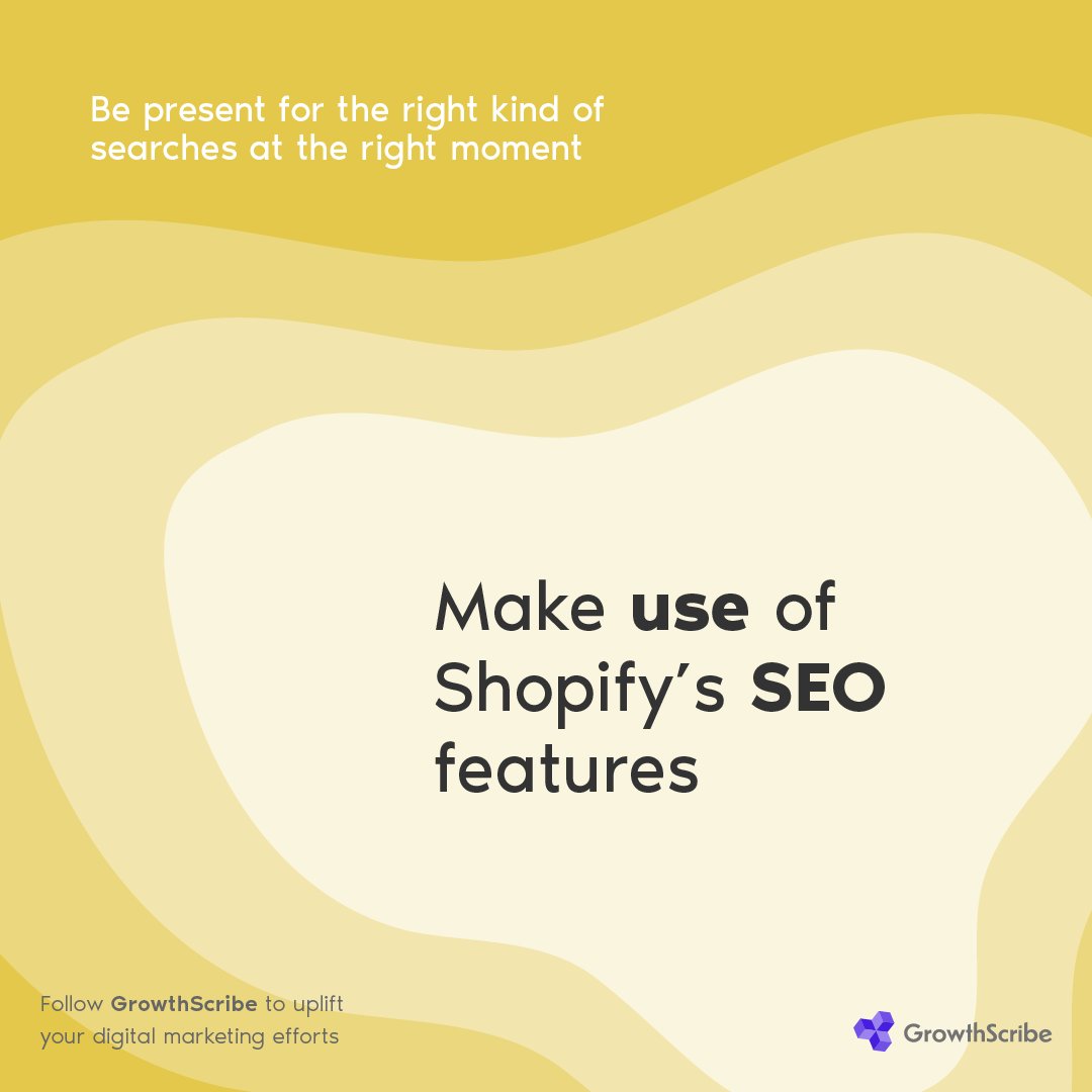 One interesting tip to scale your E-commerce store on Shopify is to use Shopify's SEO features. You can make unique adjustments that would make your store rank higher. SHARE with someone who owns a Shopify store!

 #digitalmarketingspecialist