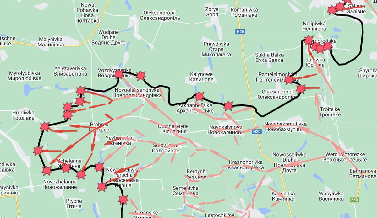 dr_tsetsos's tweet image. Meanwhile, #Russian advances west of #avdeevka continue at slower pace, likely as a result of strategic shock from #Kursk. A flower emerged around #Prohres aiming westward. At #NewYork Russian advances are likely to link up with their northern thrust. #RussoUkrainianWar