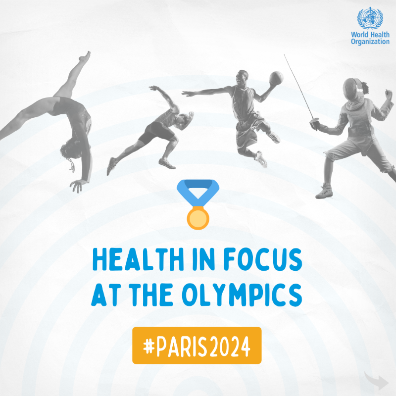 WHO's tweet photo. Who’s taking gold 🥇 for health at the @Olympics?

At the @Paris2024 Games, we’ve seen sportsmanship, unity, and dedication to health and well-being. Here're some of the top health moments from this past week! #Paris2024