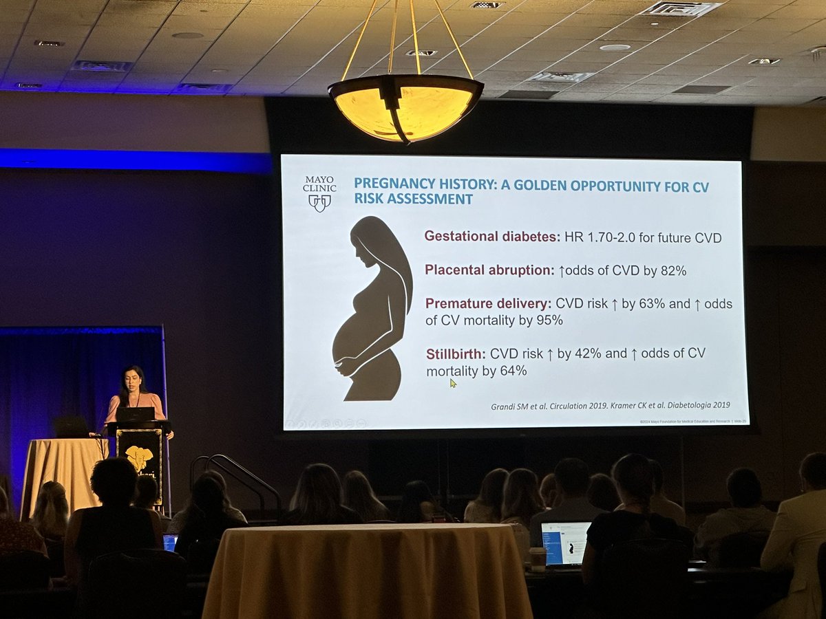 kylalaraMD's tweet photo. PCOS, early menopause, early menarche, and failed fertility therapy are all risk factors for
CVD in women. I learn so much from @thaiscoutinhoCV who presents on “The Heart of Woman” at @MayoClinicCV Dells Conference. Don’t forget the 1-2 min of asking about pregnancy history! https://t.co/XdGgYGGgKq