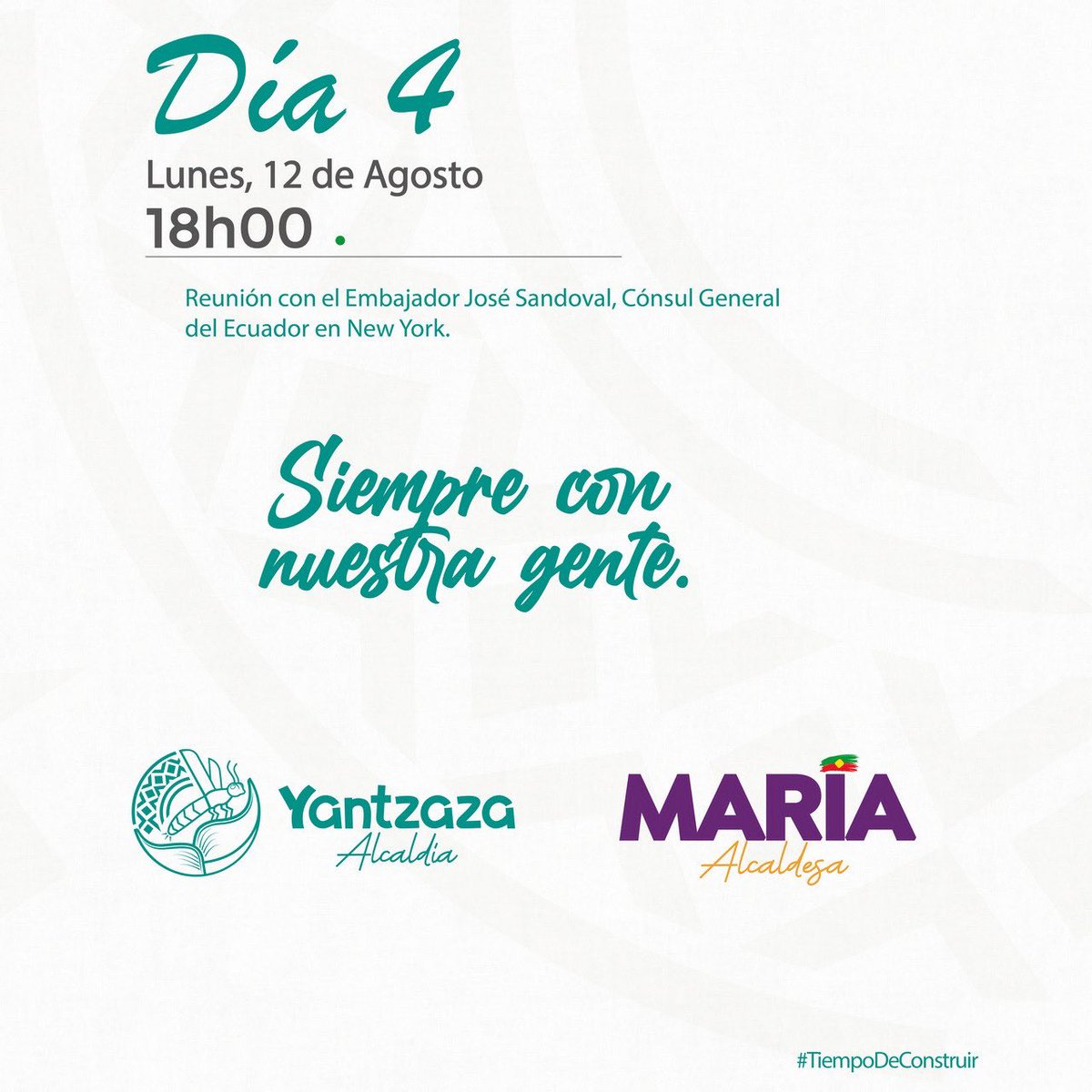 Alcaldía de Yantzaza (@gadyantzaza) on Twitter photo 🙋🏻♀️#Agenda 🇺🇸
Compartimos las actividades que la alcaldesa de #Yantzaza, <a href="/Mariaelalangui/">María Lalangui</a>, cumplirá en el marco de la Agenda #AMEAgendaUSA de autoridades del país, del 09 al 12 de agosto, en #EstadosUnidos 🇺🇸 🤝🇪🇨.
✅ <a href="/AMEcuador/">Municipalidades Ec</a> || <a href="/GADYantzaza/">Alcaldía de Yantzaza</a>
#YantzazaEnEEUU.🤝💚💛❤️ 🙋🏻♀️#Agenda 🇺🇸
Compartimos las actividades que la alcaldesa de #Yantzaza, <a href="/Mariaelalangui/">María Lalangui</a>, cumplirá en el marco de la Agenda #AMEAgendaUSA de autoridades del país, del 09 al 12 de agosto, en #EstadosUnidos 🇺🇸 🤝🇪🇨.
✅ <a href="/AMEcuador/">Municipalidades Ec</a> || <a href="/GADYantzaza/">Alcaldía de Yantzaza</a>
#YantzazaEnEEUU.🤝💚💛❤️
