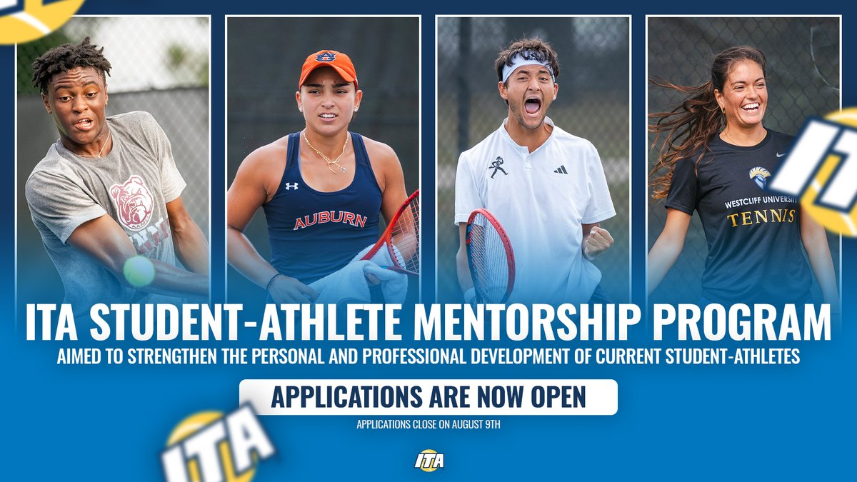𝐃𝐨𝐧'𝐭 𝐌𝐢𝐬𝐬 𝐓𝐡𝐞 𝐀𝐩𝐩𝐥𝐢𝐜𝐚𝐭𝐢𝐨𝐧 𝐃𝐞𝐚𝐝𝐥𝐢𝐧𝐞 ‼️

Applications for the ITA Student-Athlete Mentorship Program close today! Learn more and apply today at the link below ⬇️

📰 bit.ly/3ypgV9B (Read More)

#WeAreCollegeTennis x <a href="/CrackedRacquets/">Cracked Racquets ®</a>