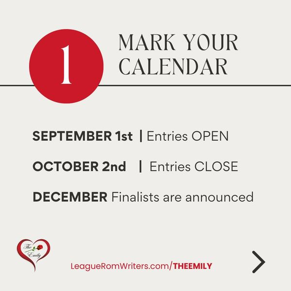 RomanceLeague's tweet photo. Calling Writers! The Emily Contest is Coming! Check out our website for all the details! #WritingCommunity #writingcontest #writingcontests #romance #writing https://t.co/eNJMPrCGrp