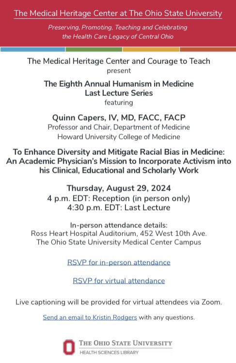 Quinn Capers, IV (@drquinncapers4) on Twitter photo If you knew you had 1 last lecture to give what would you say? What message would you want to leave the world ? Thank you, <a href="/OhioStateMed/">The Ohio State University College of Medicine</a> for inviting me to be your 8th annual Humanism in Medicine “Last Lecture” speaker. Looking forward to being back in #BuckeyeNation.
<a href="/HowardU/">Howard University</a> If you knew you had 1 last lecture to give what would you say? What message would you want to leave the world ? Thank you, <a href="/OhioStateMed/">The Ohio State University College of Medicine</a> for inviting me to be your 8th annual Humanism in Medicine “Last Lecture” speaker. Looking forward to being back in #BuckeyeNation.
<a href="/HowardU/">Howard University</a>