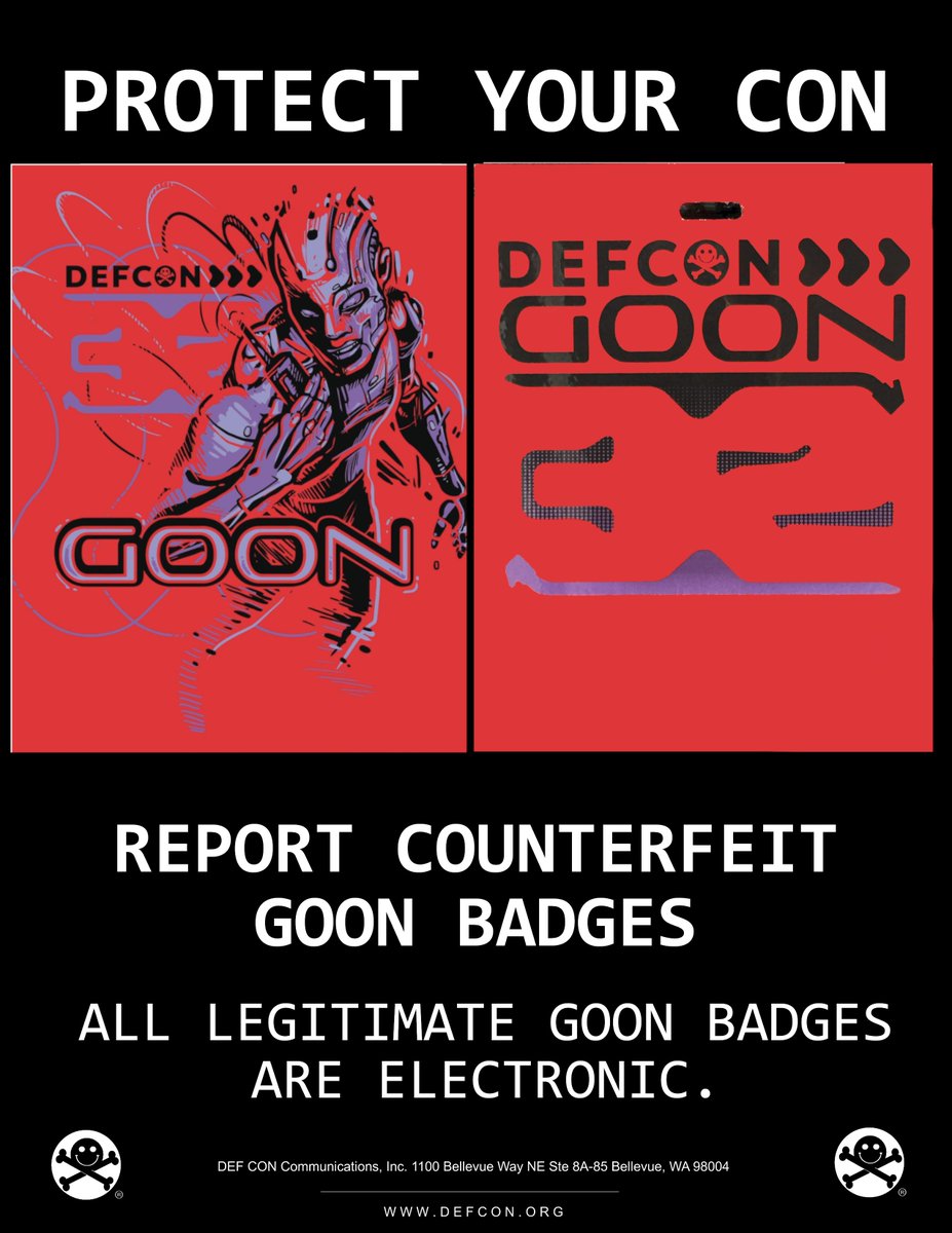 <a href="/TheTruBluFan/">TruBluFan / @trublufan<a href="/defcon/">DEF CON</a>.social</a> @defcon everyone stay vigilant!
#defcon32 #goon #badgelife