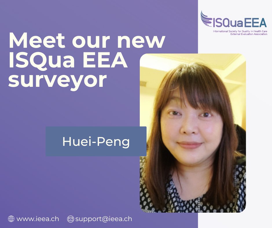 Thrilled to welcome Huei Peng Wang as a new ISQua EEA surveyor! As a Project Manager for the Joint Commission of Taiwan, she brings valuable experience in hospital accreditation and standards development. 

 Welcome aboard Huei-Peng! 🤝