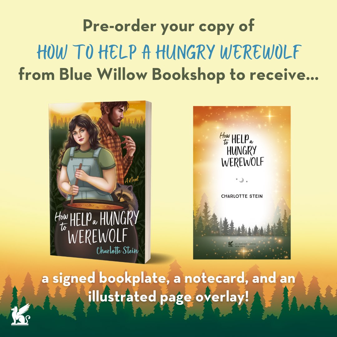 Charlotte_Stein's tweet photo. Excited to announce that my pub is doing a preorder campaign with me and Blue Willow for How To Help A Hungry Werewolf! That’s right folks, preorder horny witchy werewolf goodness, and get an absolutely GORGEOUS vellum overlay, handmade cards by me, and a signed bookplate! https://t.co/3t7waMKQKa