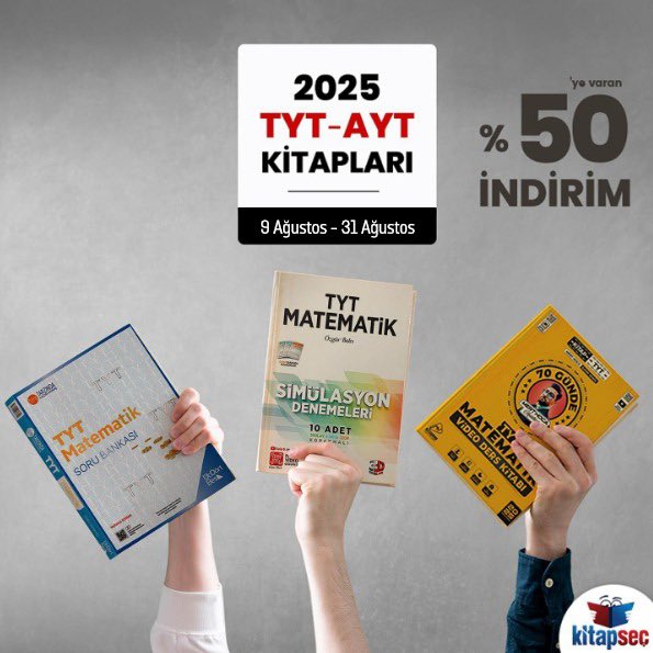 📚2025 Tyt - Ayt Kitapları
📌%50’ye varan indirimler
📦Seçili Ürünlerde Kargo Bedava!
🏠 Kapıda Ödeme Seçeneği

#tyt #ayt #yks #tyt2025 #2025tayfa #kitapseç #kitapseccom
