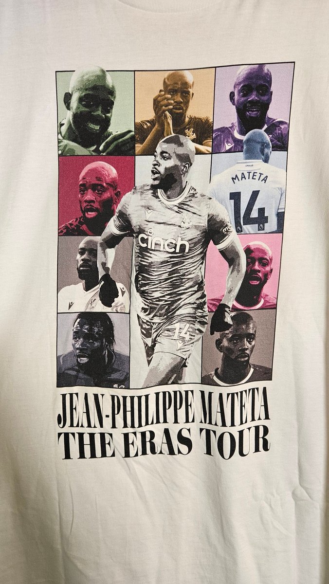 FYPFanzine's tweet photo. ✨ GIVEAWAY✨

If Jean-Phillipe Mateta scores in the Olympics final we'll give away one of our brand new Mateta Eras Tour t-shirts. To enter:

1️⃣ Follow @FYPFanzine
2️⃣ Like this tweet
3️⃣ Retweet this tweet

Good luck! 🤞 

🛒 https://t.co/6OKPdO4sM7

#cpfc #competition https://t.co/zny83wPEXd