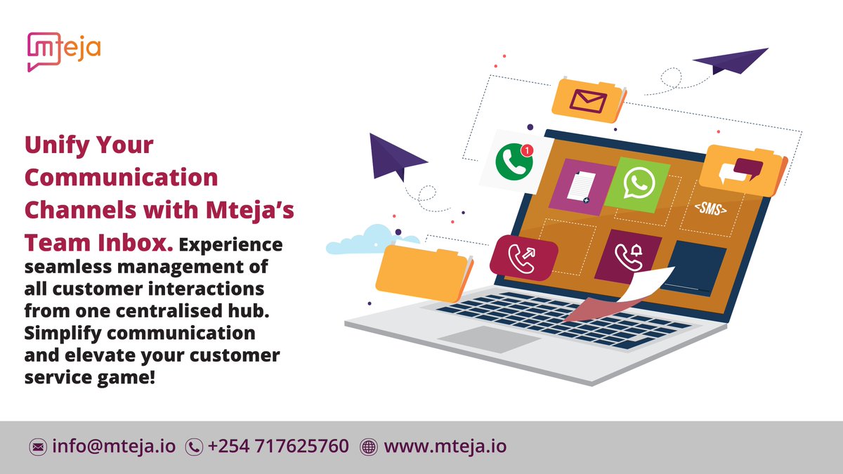 Mteja_io's tweet image. Say goodbye to juggling platforms! With Mteja&apos;s Team Inbox, manage SMS, WhatsApp, and calls in one place. Streamline your customer service, boost productivity, and deliver top-notch support. Discover seamless communication today! #Mtejaio #CustomerService #TeamInbox