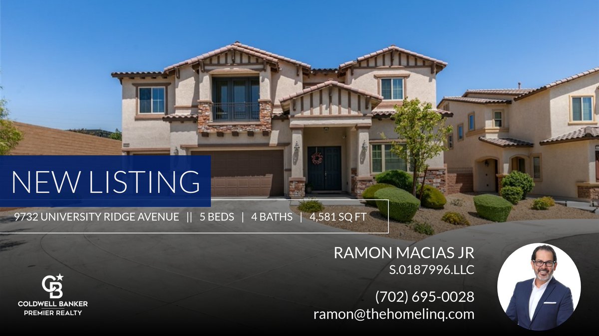 ThehomeLinq's tweet photo. 📍 New Listing 📍 Take a look at this fantastic new property that just hit the market located at 9732 University Ridge Avenue in Las Vegas. Reach out here or at (702) 695-0028 for more information

Ramon Macias Jr 
REAL... https://t.co/4KjUj3eXbd https://t.co/5CU0XD8DQE