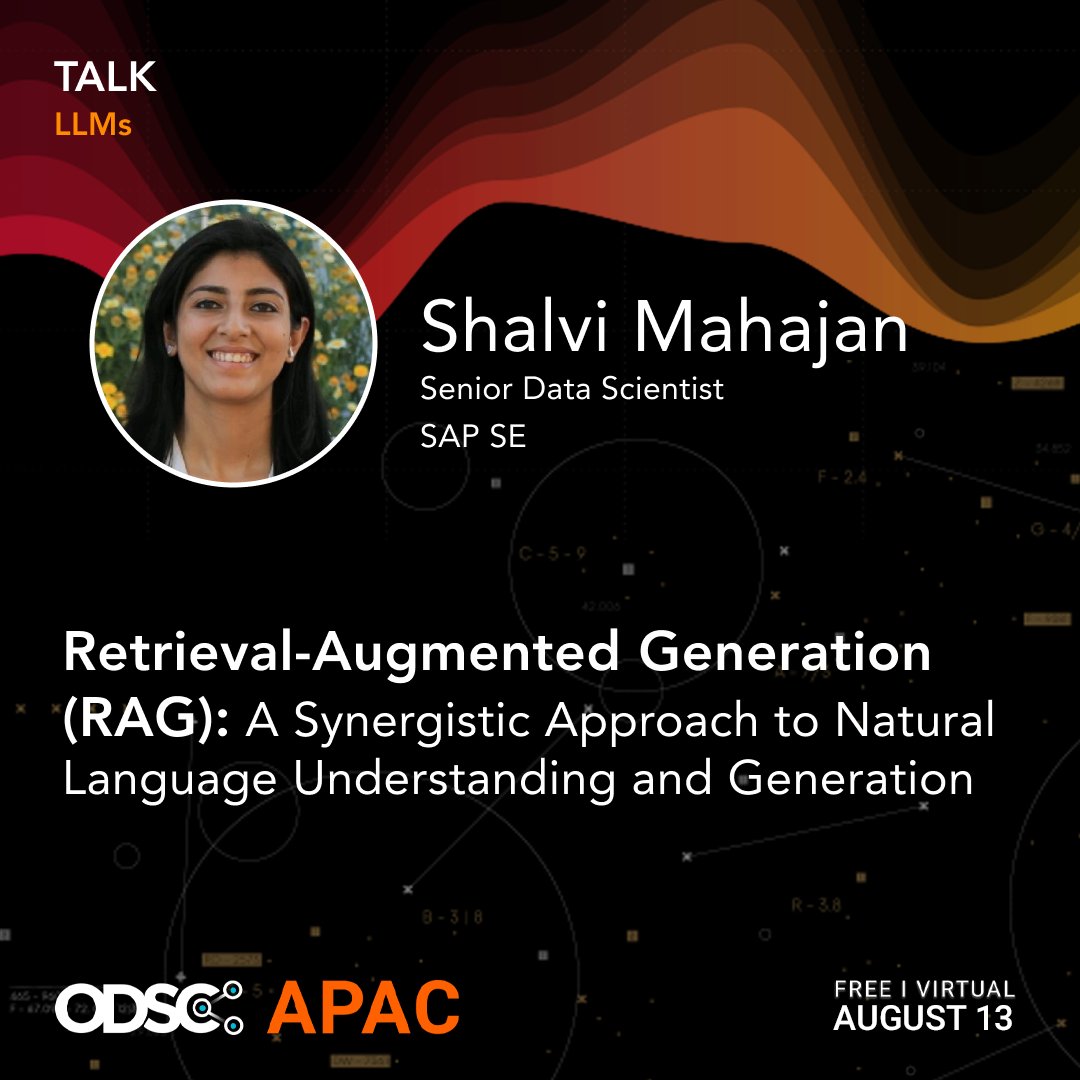 _odsc's tweet image. We couldn’t be more excited to announce that Shalvi Mahajan, Senior Data scientist at SAP SE, Germany, will be speaking at #ODSCAPAC on August 13th.  

✅ Register for Free 🔥
hubs.li/Q02KN2Jy0
