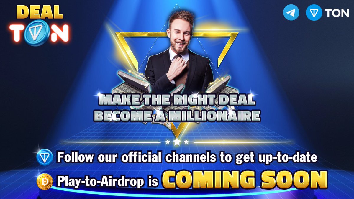 dealtongame's tweet photo. Hello Dealmaker!

Welcome to DealTON, where your negotiation skills can lead you to unimaginable wealth! 💰 We offers you the chance to make profitable deals and rise to the top as the ultimate dealmaker. 

💵Reach milestones and become the ultimate dealmaker!💵

✔️ Why DealTON?
- Negotiate and Profit: Use your skills to make the right deals.
- Reach Milestones: Achieve milestones and earn big rewards.
- Become a Millionaire: The opportunity to earn millions is within your grasp.

🎁 🔥 Play-to-Airdrop is Coming Soon! 🔥 
Get ready to be rewarded just for playing. This is your chance to earn while you play — don’t miss out on this incredible opportunity!

Join our channel to stay ahead and never miss any update about DealTON: https://t.co/E7FmDMuLsZ

#DealTON
