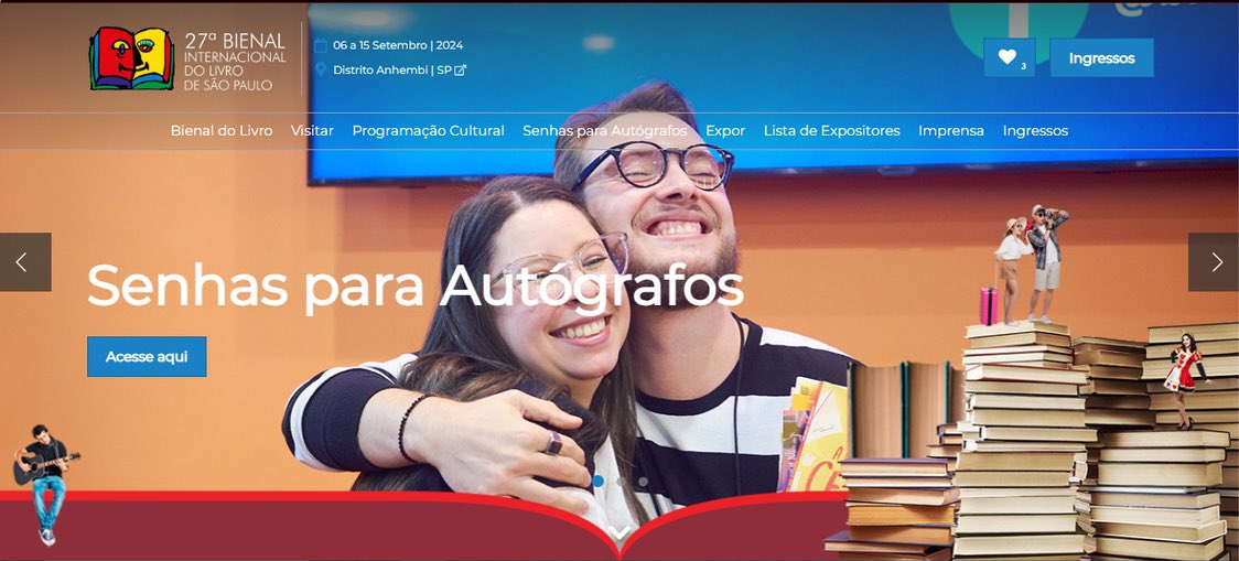 pedropoeira's tweet image. acordei hoje com essa surpresa muito especial: autor e leitora, dividindo sorrisos e um abraço, no banner do site da @bienaldolivrosp! tão tão tão feliz de ver uma foto nossa abrindo a página pra que mais leitores abracem seus autores favoritos! obg pela emoção do dia, bienal 💖