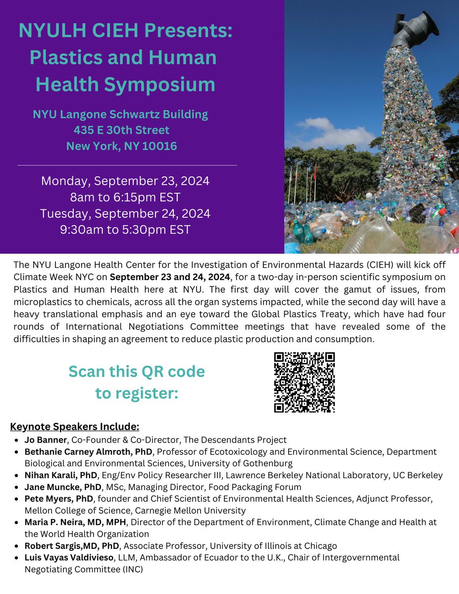 Register for our upcoming Plastics and Human Health Symposium on 9/23 and 9/24 using the link in our profile!