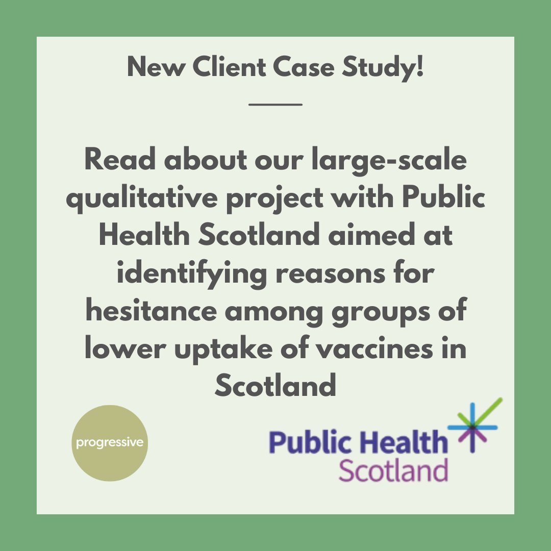 progressivepart's tweet photo. We have a new client case study live on our website!

We worked with Public Health Scotland talking to over 100 people about motivations and barriers to vaccine uptake in Scotland.  

Read all about it on our website 
https://t.co/0PW6c3LmMl https://t.co/XzDHWrZUcH