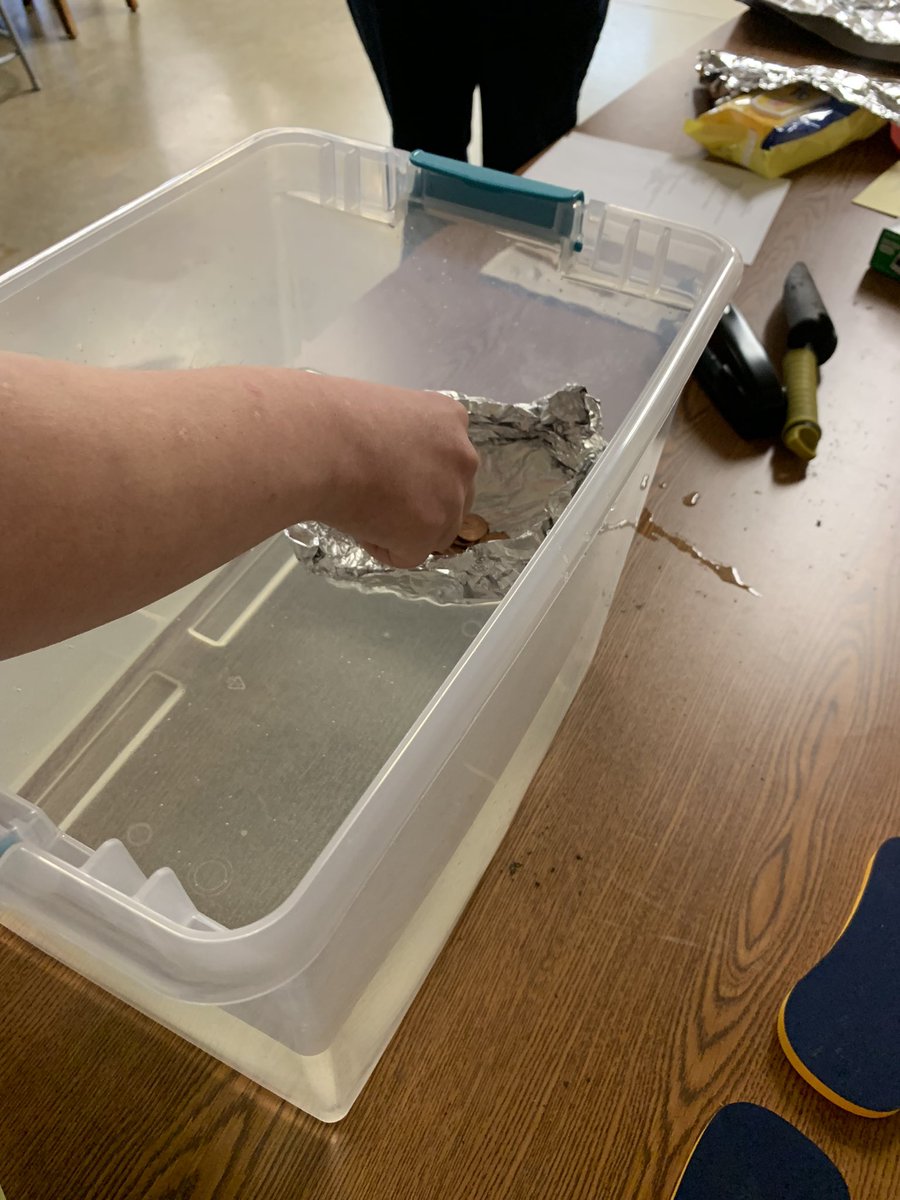 LifeSkillsPHS's tweet photo. Today was our first day of going into a general education class.  We are going into an Ag class. Today we made foil boats to see if they would hold 50 pennies. All 3 of ours stayed afloat!  #PantherPride https://t.co/w3Jk3g3AgB