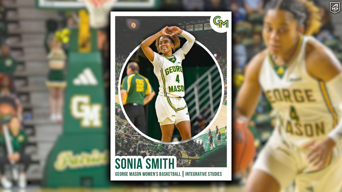 atlantic10's tweet photo. The 2024 #A10WBB Most Improved Player, today's #NCAAWOTY spotlight is @MasonWBB star Sonia Smith, who graduated in January with a degree in Integrative Studies!

🔗 https://t.co/lreAnB23pK https://t.co/ezDlTrOSwb