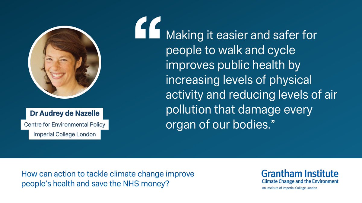 Transport produces 29% of UK emissions. Policies tackling #ClimateChange should:

🚴‍♂️Encourage shifts towards cycling &amp; walking, which can reduce NHS costs &amp; mortality rates by 4 to 45 times

🚗Limit air pollution through uptake of EVs &amp; public transport

📰ow.ly/TLVb50SUvhi