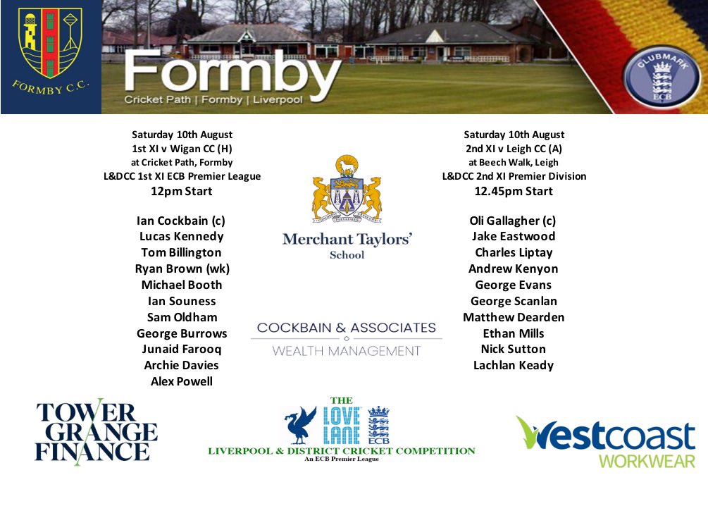 A busy weekend of cricket ahead. 

On Saturday the 1st XI host <a href="/WiganCricket/">Wigan Cricket Club</a> looking to make it 3 league wins on the bounce. 

Saturday also sees the 2’s travel to <a href="/Leigh_CC/">Leigh Cricket Club</a> looking to back up last weeks fine win. 

Good luck 🤞