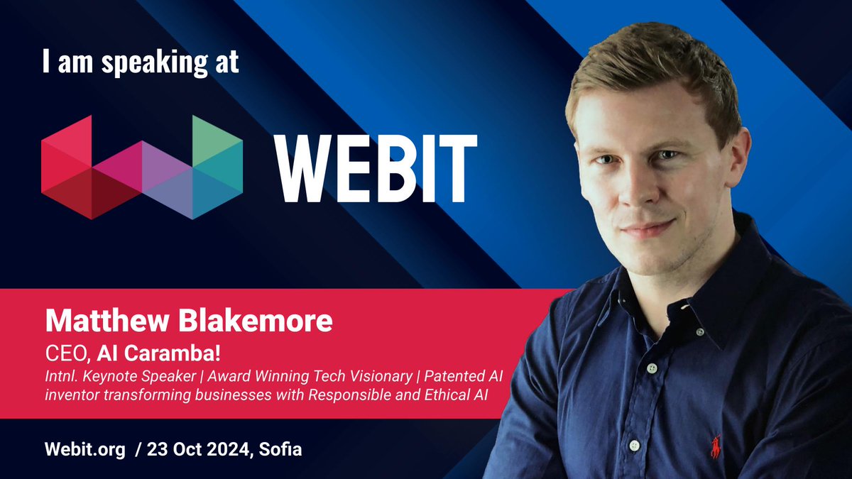 We're thrilled to announce that Matthew Blakemore, CEO of AICaramba!, will be joining us as a speaker at Webit Festival 2024! 🌟 Don't miss the chance to hear from this award-winning tech leader at Webit Festival 2024! 📷webit.org/festival-europ…