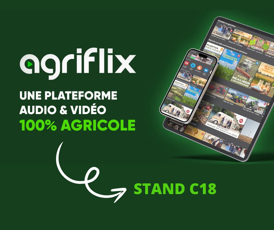 On vous dévoile une nouveauté à découvrir sur Innov-Agri 🤫

🎉 Rendez-vous sur le stand C18, pour découvrir Agriflix la nouvelle plateforme audio et vidéo 100% agricole 🌾 🚜

#Agriflix #InnovAgri2024 #Agriculture