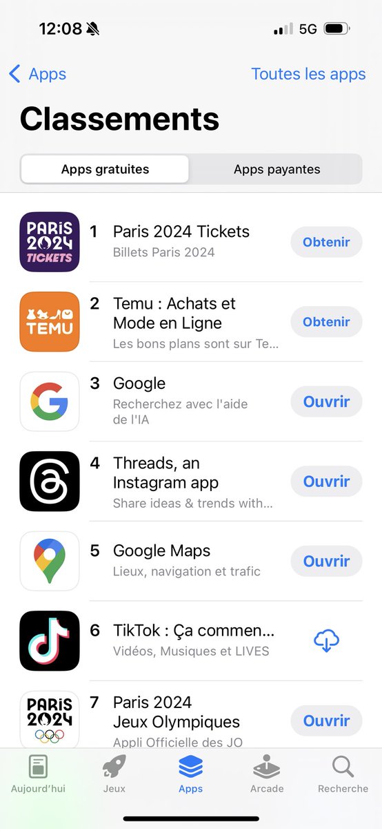 sebastienms's tweet photo. Preuve, si il en est encore besoin de l’ascension de Threads, la place de l’application dans l’App Store ! Je vous invite à me suivre maintenant sur ce réseau. #leaveX https://t.co/SoeuTeFzbe