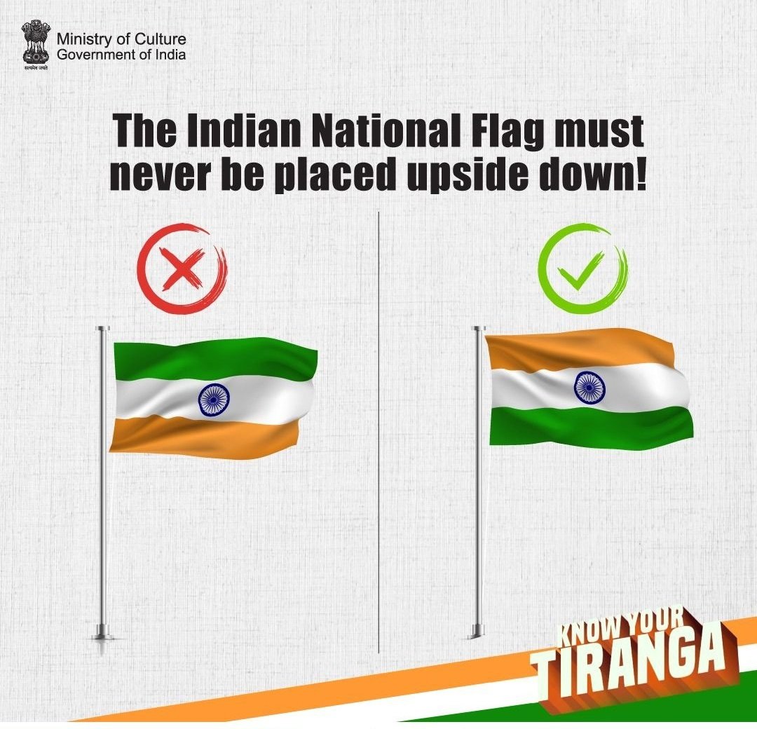 VikashTiwari980's tweet image. Respect the Tiranga! 🇮🇳 
Ensure our National Flag is honored with the utmost dignity by following these essential guidelines.

Let's keep the spirit of our nation high! 

#HarGharTiranga
#KnowYourTiranga #FlagCode #RespectTheFlag