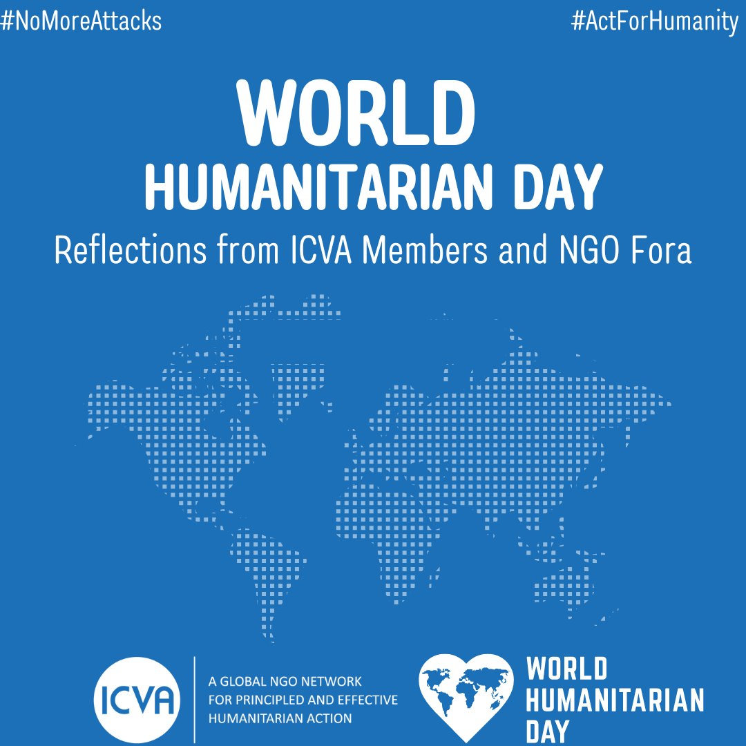 ICVAnetwork's tweet photo. 🌍The 2024 World Humanitarian Day focuses on addressing civilian suffering, attacks on civilians and humanitarian workers, and impunity under international humanitarian law. 

@ICVAnetwork will be launching the #NoMoreAttacks campaign from 12-19 August to raise awareness and promote actions that can be taken to protect people affected by armed conflicts.

As part of the campaign, we reached out to our members and NGO Fora operating in countries affected by armed conflict and hostilities to share their insights on what can be done to address these attacks.

📲Follow our social media platforms from 12 - 19 August for reflections from our members and NGO Fora.

#ActForHumanity #Worldhumanitarianday2024