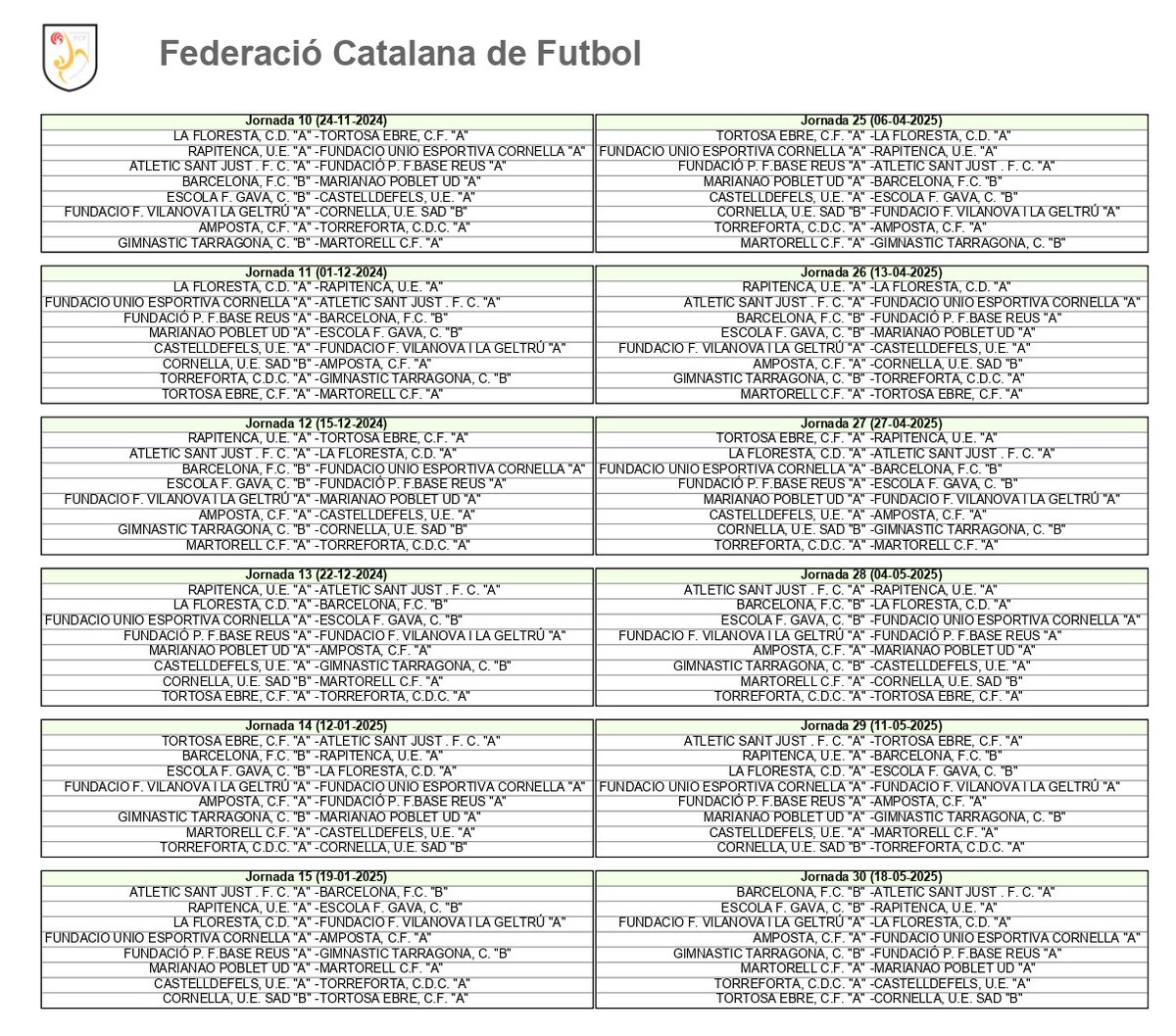 uecastelldefels's tweet photo. #FutbolBaseUEC | 🟡🔵
✅ Ja són OFICIALS els CALENDARIS per a JUVENIL A i CADET A 24-25 a la #PrefGr4 📅👇
🔛 Inici competició: 21-22 de setembre 2024
🔚 Final de lliga: 17-18 de maig del 2025
#SomHiGrocs #PrefGr4 #JA #CA https://t.co/bKAdCxkWsA
