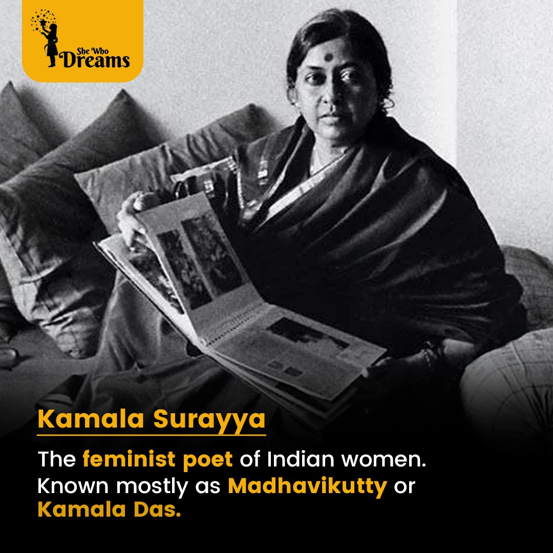 shewhodreamss's tweet photo. For our feminist poet who gave voice to feminine desires and shattered patriarchal norms.

Follow for more!

Join our WhatsApp Community for more 💯 [https://t.co/maJOIL2Uh5]

#SheWhoDreamsCommunity #KamalaSurayya #InspiringStories https://t.co/13b5E6uYul