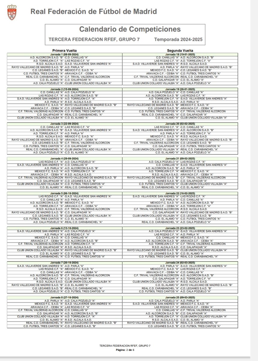 BorjaCasado's tweet photo. OFICIAL 

La @RFFM_oficial ya ha publicado el calendario del Grupo 7️⃣ de Tercera RFEF 👇🏻 https://t.co/6VHnLhR5ER