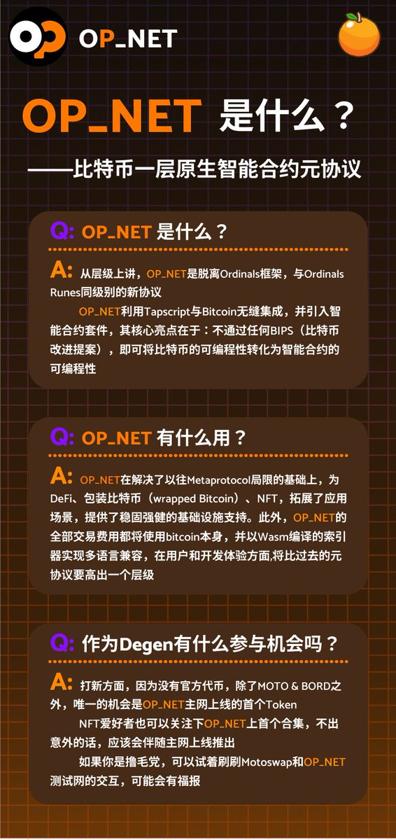 opnetbtc_cn's tweet photo. 省流不看版: 
新协议, 和Ordinals/Runes一个级别;
有智能合约;
有钱包、浏览器、SWAP;
可以打龙头币, 有NFT合集, 测试网可能有福报;

中文社区: https://t.co/0Ug4cEYvRK 来玩啊ʕ •ᴥ•ʔ

关于OP_NET的一些文章与相关信息整理⬇️ https://t.co/elyBEdoWn5