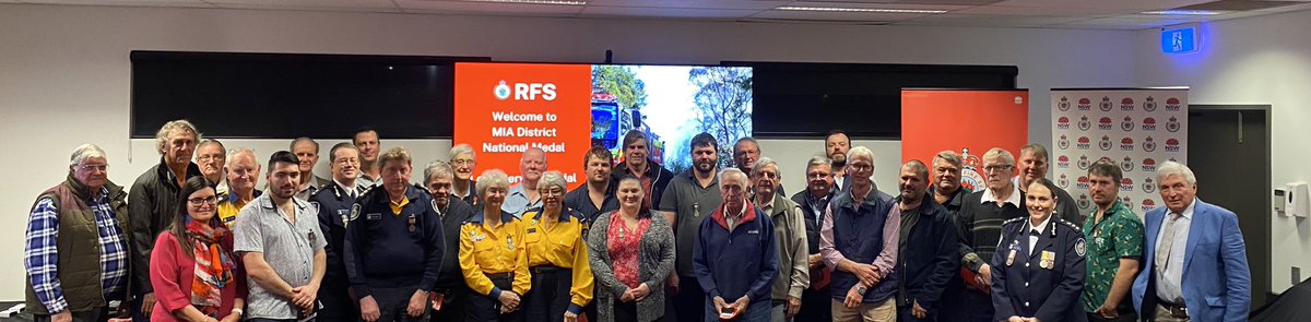 nywlek's tweet photo. A pleasure to represent Commissioner Rob Rogers AFSM at the NSW RFS - MIA District Award Cermony. With years of service ranging from 10 to over 70, many of these volunteers have dedicated a significant portion of their life to protecting others, and for that we say thank you. https://t.co/5ZQNteBSdD