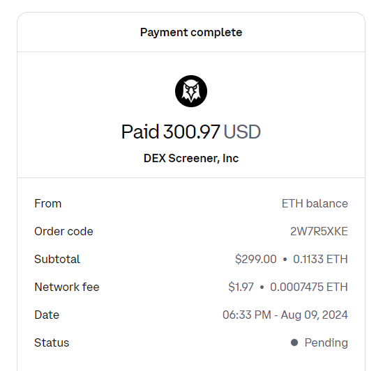 Dexscreener ads has been paid.

etherscan.io/tx/0xee220074d…