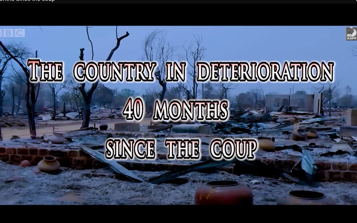 aapp_burma's tweet photo. 40 months have passed since the junta forces illegally seized state power in Burma. During this period, the country has been deteriorating day by day.

Watch our video, 40 Months since the Coup, here: https://t.co/YTfoQjZI8r https://t.co/n2kVUemjTj
