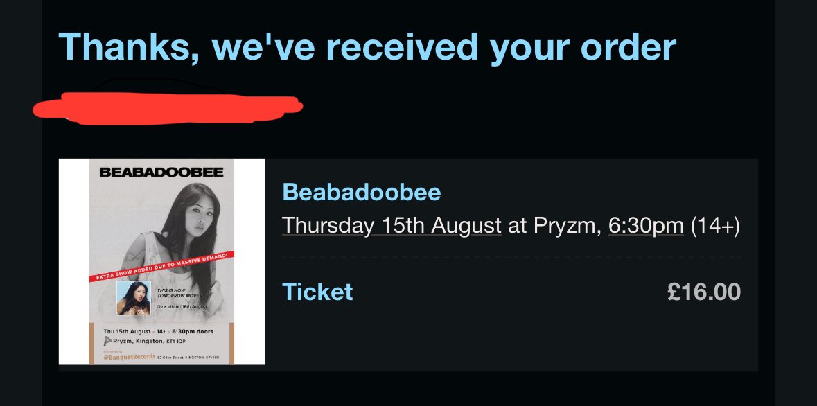 mostlyspoke's tweet photo. Selling 1x £16 ticket for the Beabadoobee show in Kingston Pryzm (15th August, 6:30pm). Dm if interested! https://t.co/6xOOI0Gl7I
