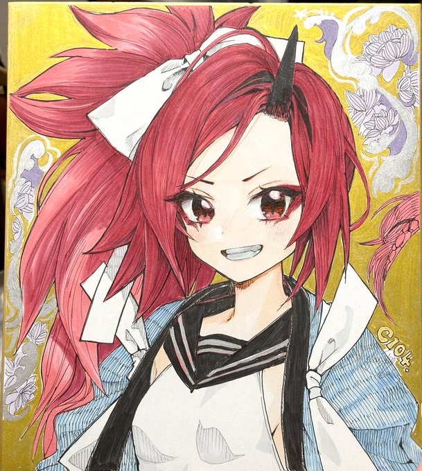 販売や抽選用ではありませんが皆が色紙を描いてるのがうらやましくなったので私もレンゲさんを描いてみました…特になにという事はないのでスペースの高い場所に展示してるかもしれないです。さがしてみてくださいね! 