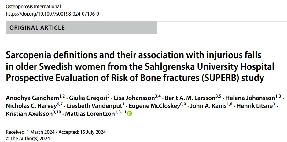 doctorneyro's tweet image. #Sarcopenia defnitions confned to #musclefunction and #strength such as #SDOC, rather than including #DXA-determined #ALMI #EWGSOP2 and #AWGS, are associated with incident #injuriousfalls with and without #fractures in #older #women

#EuropeanWorkingGroup

link.springer.com/article/10.100…